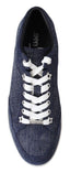 Jimmy Choo Schicke Slip-On Sneakers aus blauem Denim-Wildleder