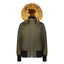 Moose Knuckles Opulente goldfarbene Bomberjacke mit Pelzbesatz