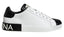 Dolce & Gabbana Black Leather Logo Portofino Sneaker Shoes