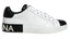 Dolce & Gabbana Black Leather Logo Portofino Sneaker Shoes