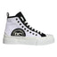 Dolce & Gabbana White Black Cotton Logo High Top Sneaker Shoes