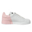 Dolce & Gabbana White Pink Portofino Low Top Sneakers Shoes