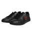 Dolce & Gabbana Black Leather Heart Embellished Sneakers Shoes