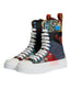 Bunte Patchwork-Sneaker mit hohem Schaft und auffälligem Muster. Weiße Schnürsenkel und Sohle. Dolce & Gabbana Multicolor Patchwork High Top Sneakers Shoes. Exklusive Handwerkskunst mit verschiedenen Stoffmustern. Dolce & Gabbana, DAMEN,EXKLUSIVE MARKEN,DOLCE & GABBANA,Welcome 10,SNEAKER