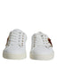 Weiße Portofino Sneaker mit heiligem Herz-Design und goldenen Nieten. Luxuriöse Lederschuhe mit Schnürsenkeln und dekorativen Elementen. Dolce & Gabbana White Portofino Sacred Heart Sneakers Shoes. Dolce & Gabbana, DAMEN,EXKLUSIVE MARKEN,DOLCE & GABBANA,Welcome 10,SNEAKER