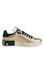 Goldene Portofino Sneaker aus Kalbsleder von Dolce & Gabbana. Low-Top-Design mit schwarzen Schnürsenkeln und Logo-Details auf der Sohle. Exklusive Handwerkskunst für modebewusste Damen. Dolce & Gabbana Gold Portofino Calf Leather Sneakers Shoes Dolce & Gabbana, DAMEN,EXKLUSIVE MARKEN,DOLCE & GABBANA,Welcome 10,SNEAKER