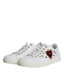 Weiße Portofino Sneaker mit verziertem Herz-Emblem, Nieten und Schnürsenkeln. Dolce & Gabbana White Portofino Sacred Heart Sneakers Shoes. Hochwertige Verarbeitung und stilvolles Design. Dolce & Gabbana, DAMEN,EXKLUSIVE MARKEN,DOLCE & GABBANA,Welcome 10,SNEAKER