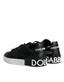 Schwarze Dolce & Gabbana Portofino Sneakers aus Kalbsleder mit weißer Sohle und markanter Logoschrift. Eleganter Low-Top-Sneaker für modebewusste Damen. Dolce & Gabbana Black Calf Leather Portofino Sneakers Shoes. Dolce & Gabbana, DAMEN,EXKLUSIVE MARKEN,DOLCE & GABBANA,Welcome 10,SNEAKER