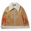 Palm Angels Wildleder-Shearling-Jacke mit Flammenverzierung